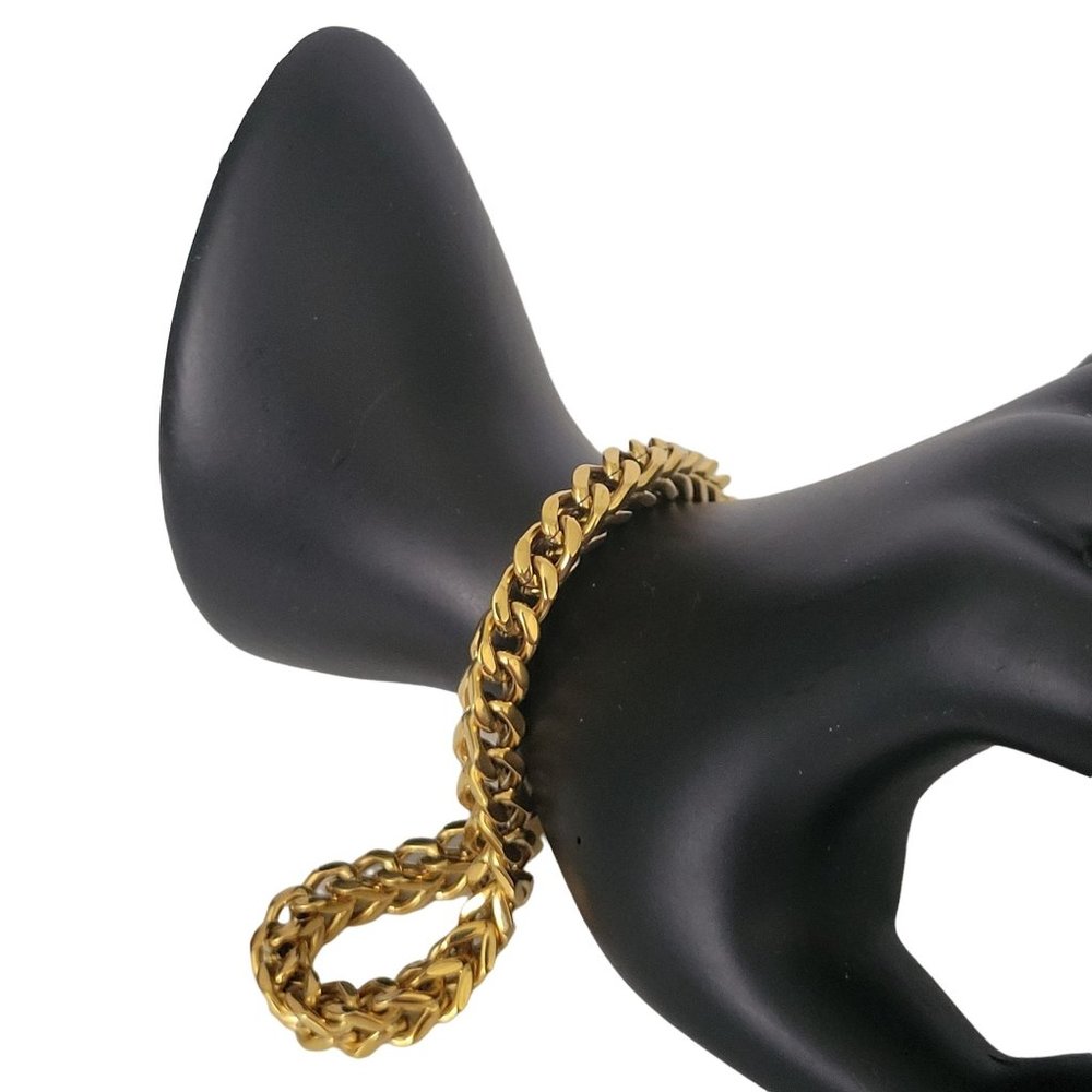 Womens Franco Chain Link Bracelet Gold Tone Lobster Clasp 7 1/2" Unisex